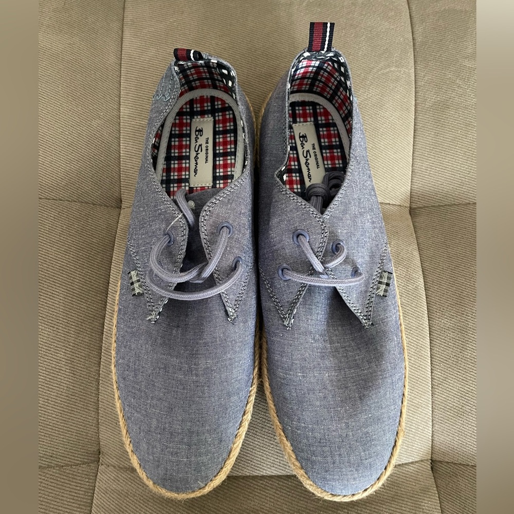 Brand New Ben Sherman New Jenson Lace-Up Sneaker Blue Linen Size 10.5